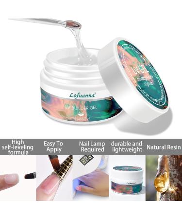 Builder Gel Lofuanna 15ml - Clear Self-Leveling Nail Thickening Solution with Nail Art Brush & File - Strengthen & Sculpt Natural Nails at Home & Professional Salon - Buy Online on GoSupps.com