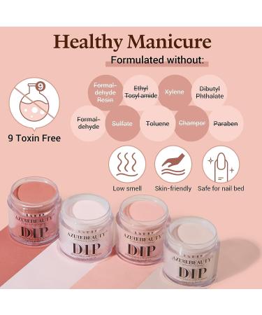 AZUREBEAUTY 12 Pc Dip Powder Nail Kit - Skin Tone Fall Winter Nude Brown Set with Base/Top Coat for French Manicure - DIY Gift B-Skin Tone - Buy Online on GoSupps.com