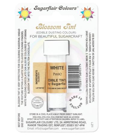 Sugarflair White Blossom Tint Food Colouring and Dusting Powder Matt Finish Brush On or Mix with Rejuvenator Spirit to Create a One of A Kind Cake - 7ml