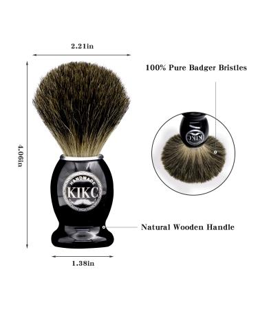 KIKC Handmade Shaving Brush - 100% Pure Badger Hair, Black Wooden Handle | For Safety Razor and Straight Razor | Barber Salon Tool - T1(Wood) - Buy Online on GoSupps.com