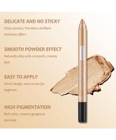 High Pigmented Metallic Eyeshadow Stick - Waterproof Cream Shimmer Eye Shadow Pencil - Champagne Gold Neutral Eyeliner Pen - Long-Lasting Prime Makeup - Buy Online on GoSupps.com