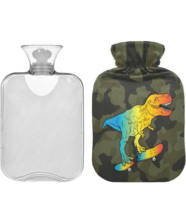 Naanle Colorful Dinosaur Hot Water Bottle - 2L | Transparent Cover | Bed Hand & Feet Warmer | Pain Relief & Heat Therapy - Buy Online on GoSupps.com