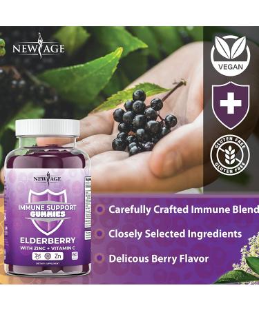 Immune System Support Gummies - Sambucus Black Elderberry with Vitamin C & Zinc - All Natural - 2 Pack 120 Count - Buy Online on GoSupps.com