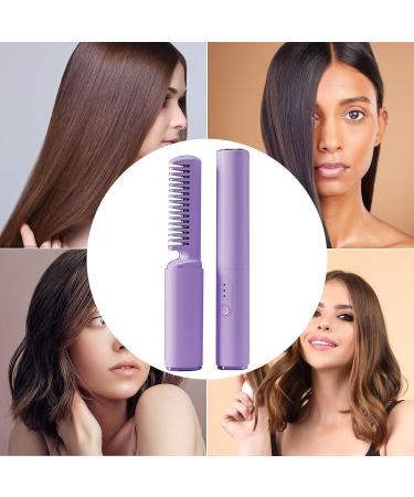 1/3 Hair Straightener & Smoothing Brush - Fast Heating Portable Electric Hair Flat Iron Comb in Purple - Buy Online on GoSupps.com