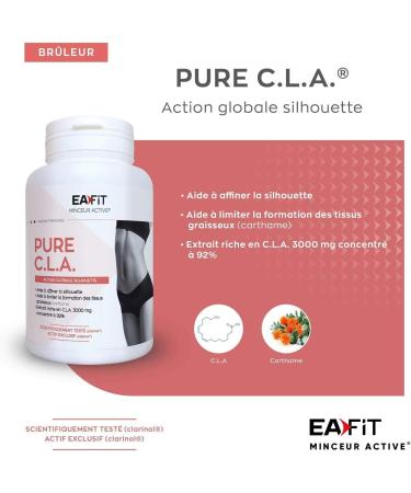 EAFIT Slimming - Pure CLA DUO - Firming fat burning - Helps to slim the figure - Limits the formation of fatty tissues - Rich in CLA - 2 x 90 capsules - Dietary supplement suitable for sports - Buy Online on GoSupps.com