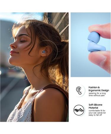 High Fidelity Noise Cancelling Ear Plugs for Concerts & Festivals - Silicone Ear Plugs with 4 Pairs Tips | Perfect for Drummers & DJs (Light Blue - Buy Online on GoSupps.com
