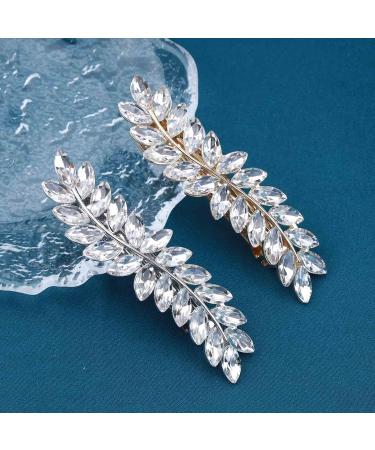 Allereya Crystal Wedding Hair Clip Barrette Rhinestone Leaf Hair Barrette Clip Gold CZ Bling Bridal Headpieces Decorative Head Clip Headwear Bridal Hair Accessories for Women and Girls (Gold) - Buy Online on GoSupps.com