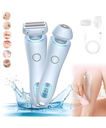 Electric Shaver Razors for Women 2-IN-1 Electric Razor for Womens Legs Underarm Face Pubic Hairs Wet Dry Use Rechargeable Bikini Trimmer Hair Removal with Detachable Head (Blue) - Buy Online on GoSupps.com