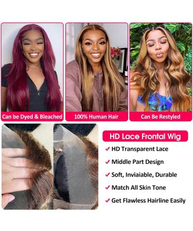 Beaudiva Ombre Highlight Body Wave Lace Front Wig 22 4/30 Honey Blonde HD Human Hair for Black Women - Buy Online on GoSupps.com