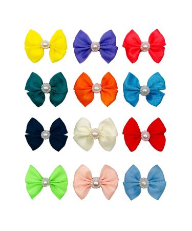 PET SHOW Plain Dog Hair Clips for Small Dogs Bowknot French Barrette Bows Clips for Yorkie Teddy Grooming Hair Accessories Pack of 10