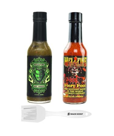 Hellfire Devil's Blend and Fiery Food Hot Sauce Combo Pack of 2 | Bundle with Snack Scout Basting Brush