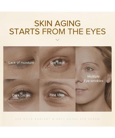 24K Gold Eye Serum Niacinamide Serum Anti Ageing Eye Serum Eye Serum For Dark Circles Puffy Eyes Bags Under Eyes Puffiness & Crows Feet Saggy Skin Anti Wrinkle Caffeine Eye Cream Brightening Serum - Buy Online on GoSupps.com