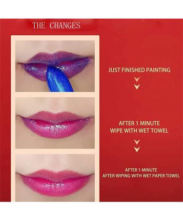  Hikaka Magical discoloring blue-pink temperature-changing lipstick long-lasting moisturizing lipstick with flash blue-to-pink glossy waterproof lip balm makeup (2pcs) - Buy Online on GoSupps.com