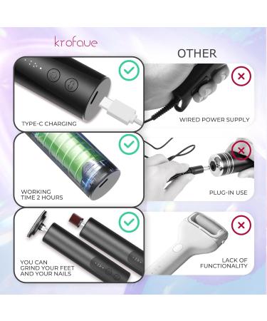 Arofaue Electric Callus Remover Kit USB Rechargeable Electric Foot File 2 in 1 Foot Scrubber Dead Skin 6 Gears Electric Nail Buffer Set for Daily Care Grinder Nail Polish Men & Women Black Electric Callus Remover Kit Black - Buy Online on GoSupps.com