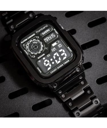 amBand Stainless Steel Apple Watch Case and Band 45mm - Rugged Luxury Metal Cover for Men - Buy Online on GoSupps.com