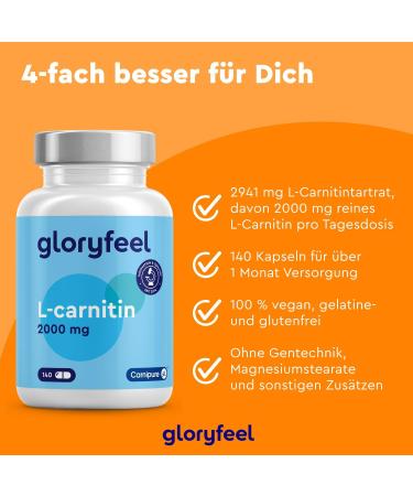 L-Carnitin 2000 - Pure Carnipure by Lonza | 140 Vegan Capsules | High-Dose L-Carnitine | Laboratory Tested | Made in Germany - Buy Online on GoSupps.com