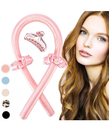 SHEGATO Heatless Hair Curler, Heatless Curling Rod Headband, Heatless Curls for Long Hair, No Heat Silk Curlers, Hair Curlers to Sleeping In, Hair Rollers Curling Ribbon and Flexi Rods for Natural Hair (Pink)