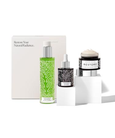 Naked & Thriving The Advanced Renewal Routine | Restore Ultra-Rich Night Cream (50g) + Refresh Gentle Enzyme Cleanser (120ml) + Renew Resurfacing Night Serum (30ml) (Set of 3)