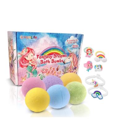 Super Large Fantasy Dreams Bath Bombs for Kids  Set of 6 Colorful Bath Bombs with Surprise Inside