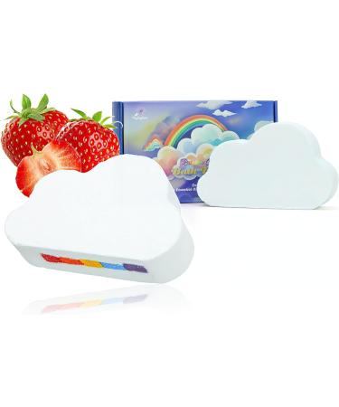 Organic Natural Bath Bomb Cloud-Shaped Rainbow Fizzies with Multi-Colour Effects Vegan-Friendly for Moisturizing Spa Baths Strawberry Fragrance - Buy Online on GoSupps.com