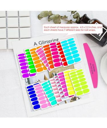SILPECWEE 16 Sheets Fluorescent Nail Wraps - Self-Adhesive Nail Polish Stickers for Women | Gel Nail Strips & 1 Nail File - Vibrant Fingernail Manicure Decor - Buy Online on GoSupps.com