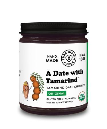 Organic Tamarind Date Chutney Condiment (Indian Preserve) - A Date with Tamarind, Non-GMO, No Sugar Added, Sweet and Sour/Tart Flavor, Glass Jar Tamarind Chutney 11 Ounce (Pack of 1)
