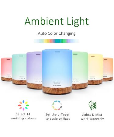 ASAKUKI 300ml Aroma Diffuser with 6Pcs*10ml Pure Essential Oil Set - Z-Yellow Wood Variant | 4 Timer Settings, 15 Color Lights, Auto Shut-Off | Cool Mist Essential Oil Diffuser - Buy Online on GoSupps.com