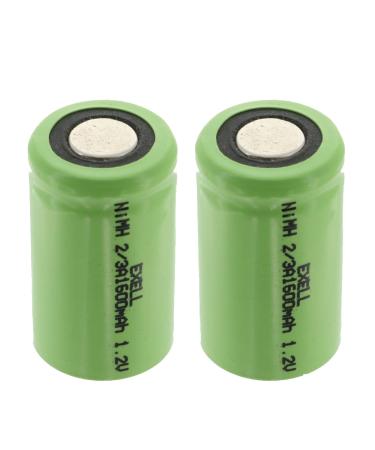 2x Exell 2/3A 1600mAh 1.2V NIMH Rechargeable Flat Top Batteries use with high power static applications (Telecoms UPS and Smart grid) radio controlled devices electric tools electric mopeds