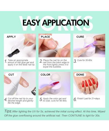 TOMICCA 4-in-1 Gel Nail Glue Set for Acrylic & False Nails - Super Strong Formula for Nail Polish UV/LED Lamp Cure - 2PCS 15ml - Buy Online on GoSupps.com