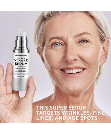 Super Vitamin C Serum for Mature Skin - Hydrating Anti-Aging Formula with Hyaluronic Acid & Vitamin E for Wrinkle & Age Spot Reduction - Buy Online on GoSupps.com