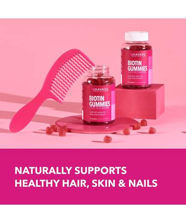 Biotin Gummies for Women | 5000mcg Hair Growth Supplement | 90 Strawberry Flavored Beauty Gummies | Gluten Free Vegan Formula - Buy Online on GoSupps.com