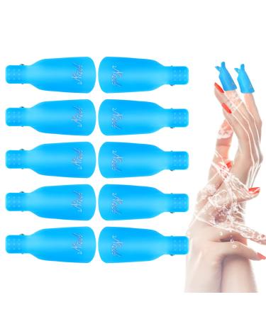 Hanyousheng Nail Clips Acrylic Nail Remover 10 Pcs Nail Soak Off Cap Clips Acrylic Nail Art Polish Remover Wrap Cleaner Clip Caps UV Gel Polish Remover Wrap Cleaner Tool for Fingernail Blue