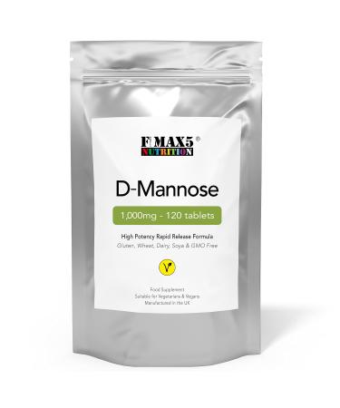 D-Mannose 1 000mg Tablets | High Strength | for Men & Women - Suitable for Vegetarians and Vegans Gluten & GMO Free | Made in The U.K (120)