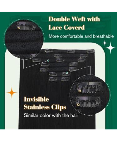 Easyouth Clip-In Extensions - Real Black Remy Hair 14 Inch (70g) 7PCs for Effortless Volume & Length - Buy Online on GoSupps.com