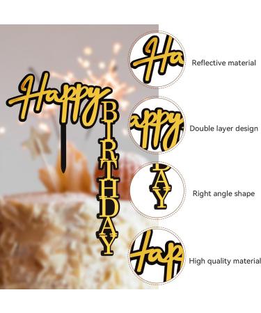 6 Pcs Right-Angled Shape Cake Toppers Acrylic Happy Birthday Cake Topper Cupcake Decoration Vertical Cake Pick Decor Party Supplies for Birthday Party Cake Desserts Decoration Supplies - Buy Online on GoSupps.com