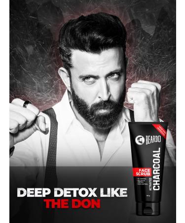 Beardo Activated Charcoal Face Scrub - Deep Pore Cleaning for Men | Anti-Pollution Acne Prone Skin | 100 gm - Buy Online on GoSupps.com