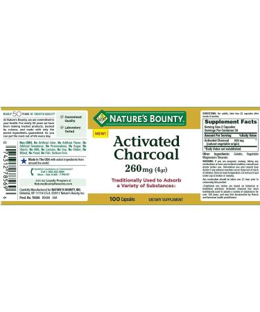 Nature's Bounty Activated Charcoal 260mg - 100 Capsules | Dietary Supplement - Buy Online on GoSupps.com