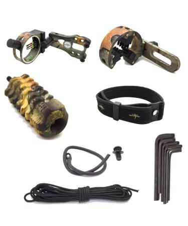 Archery Essential Accessory Upgrade Combo 5-pin Bow Sight, Arrow Rest, Stabilizer, Braided Bow Sling, Peep Sight Camo