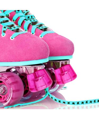 TOBWOLF Glitter Hot Pink Roller Skate Toe Stoppers - 1 Pair with Bolts & Screw Driver - 82A Double-Row Quad Skate Brake Jam Plugs - Buy Online on GoSupps.com