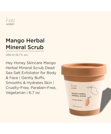 Hey Honey Skincare Mango Herbal Mineral Scrub Dead Sea Salt Exfoliator for Body & Face | Gently Buffs Smooths & Hydrates Skin | Cruelty-Free Paraben-Free Vegetarian | 6.7 oz - Buy Online on GoSupps.com