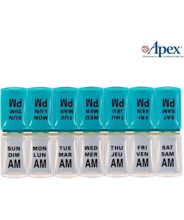 Apex Twice-A-Day Weekly Pill Organizer Weekly Pill Organizer 2 Times a Day Color-Coded Easy-Open See-Through Lids Organize Medication or Vitamins by AM PM or Morning and Bedtime Green/Yellow - Buy Online on GoSupps.com