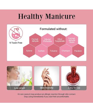 Rose Red Wine Glitter Sequins Dip Powder Nails - 28g/Box | Long-Lasting, No UV Light Needed | HJ-ND064B-No.126 - Buy Online on GoSupps.com
