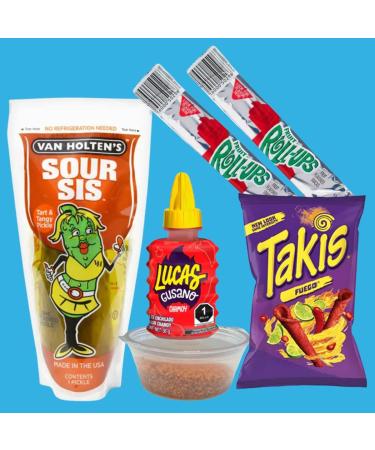 Chamoy Pickle Kit Fuego Taki's - Pickle Lucas Chamoy Fruit Roll Up Tajin Takis (Sour Sis)