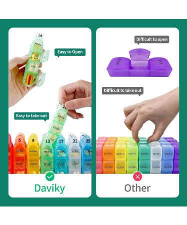 Daviky 4-Times-a-Day Monthly Pill Organizer | 30 Day Pill Box for Daily Medication | One Month Pill Case and Container - Buy Online on GoSupps.com