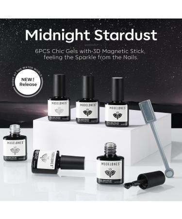 modelones Gel Nail Polish 6 Colors Cat Eye Black White Gray Silver Glitter Shimmer Gel Polish Kit with Magnet Sparkle Galaxy Series Soak Off Nail Art Manicure Home Gift for Women Girl - Buy Online on GoSupps.com