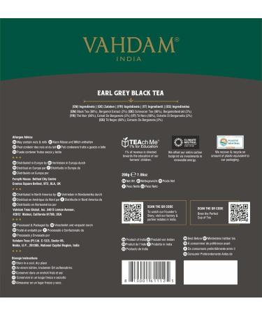 Vahdam Earl Grey Black Tea - 100 Tea Bags | Citrus & Aromatic Blend with Natural Bergamot Oil | Perfect for Hot Iced or Kombucha Tea - Buy Online on GoSupps.com