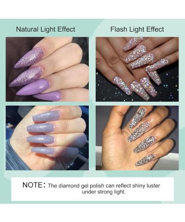 Saviland Sparkly UV Nail Polish Set - 6 Reflective Glitter Colors Soak Off Gel Manicure Kit with Nail Brush - Perfect for Stunning Nail Designs - Buy Online on GoSupps.com
