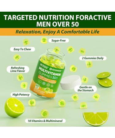 NEVISS Kids Multivitamin Gummies with Calcium Probiotics Vitamin D3 K2 A C + Sugar Free Men 50 + Plus Multivitamins Gummies w/Omega-3 Coq10 D3k2 Calcium - Buy Online on GoSupps.com