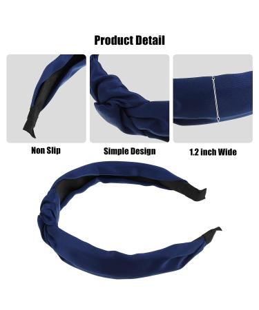 VOCOSTE Navy Blue Satin Knot Headband for Women - 1.2 Inch Wide - Buy Online on GoSupps.com