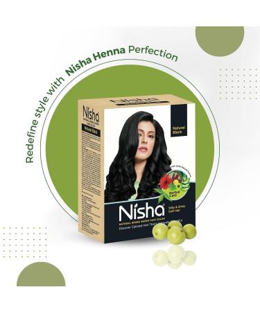 Buy Nisha Natural Henna Based Hair Color - Permanent Black Hair Dye for 100% Grey Coverage | Premium 2.12 oz - Buy Online on GoSupps.com